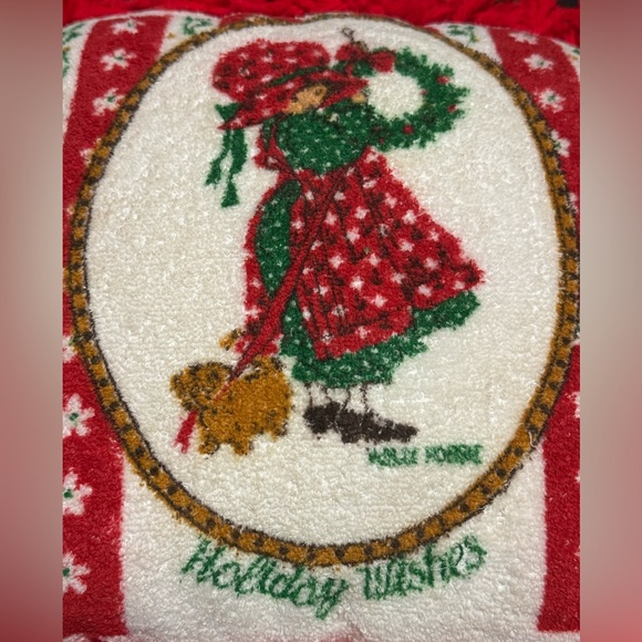 Vintage Holly Hobbie Handmade Christmas Yarn Throw Pillow - Picture 2 of 5